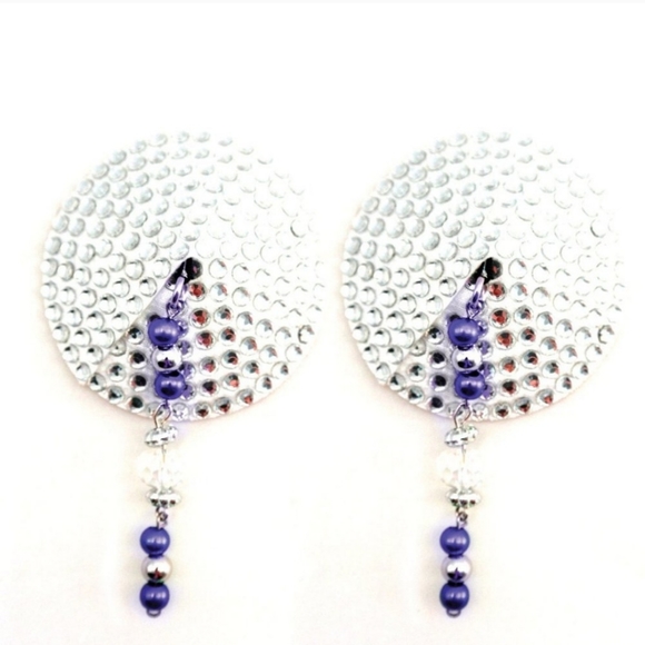 2️⃣9️⃣ Latex Free Adhesive Nip Covers Pasties Self Adhesive White Purple… - Picture 1 of 5